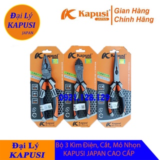 Bộ 3 kìm, kềm điện, cắt, mỏ nhọn kapusi japan cao cấp