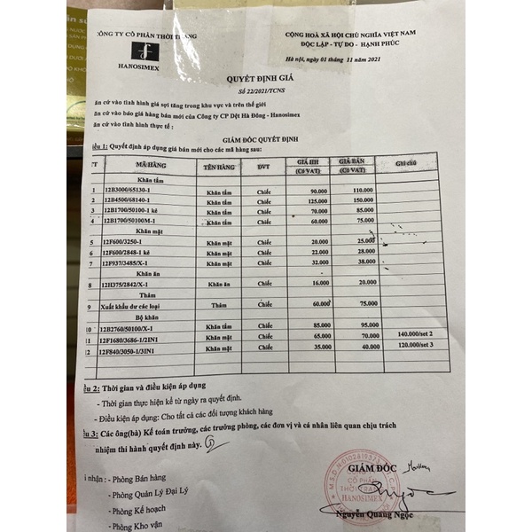 KHĂN MẶT MÀU HANOSIMEX CHÍNH HÃNG