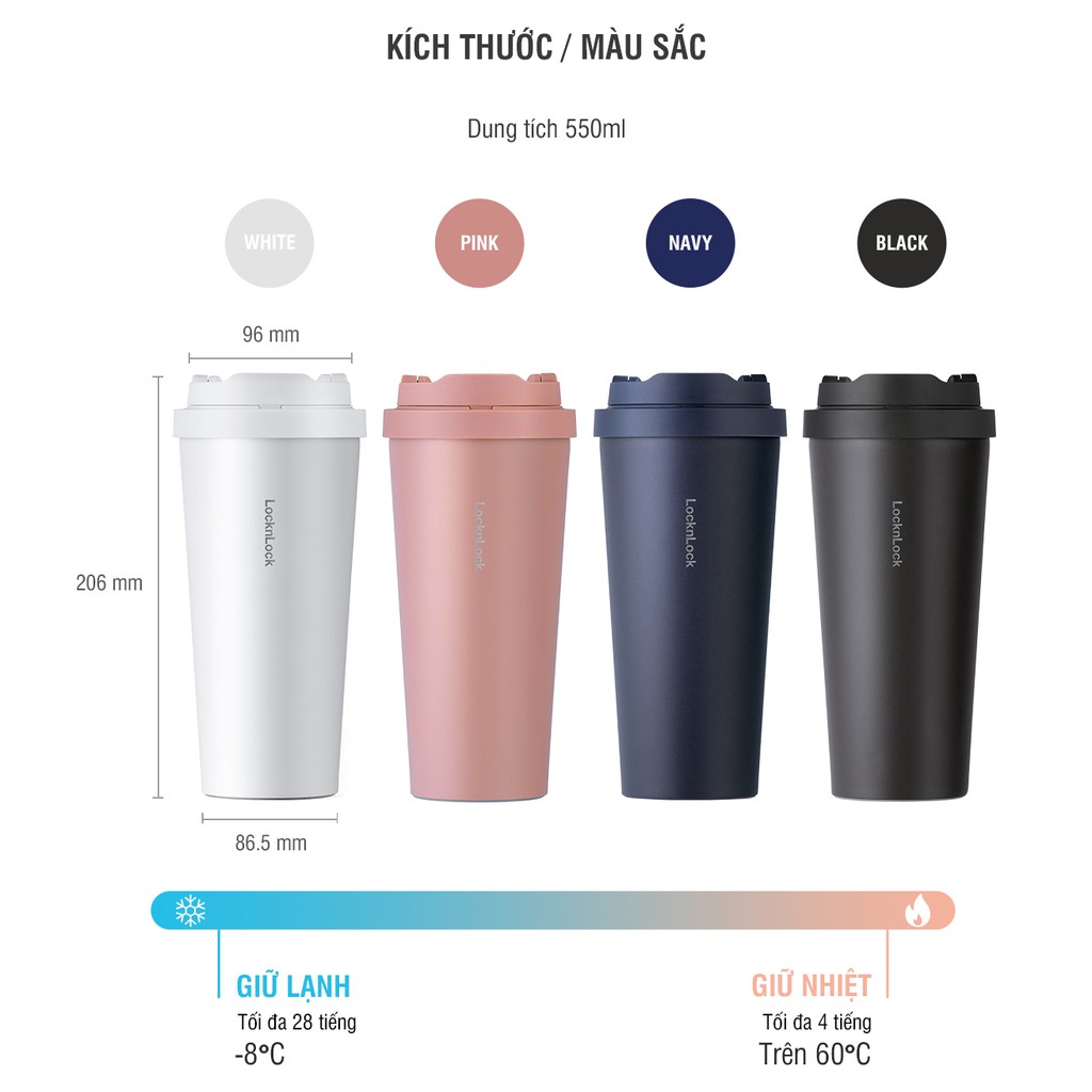 Ly Giữ Nhiệt Lock&Lock Energetic One-Touch Tumbler LHC3249 550ML - Hàng Chính Hãng