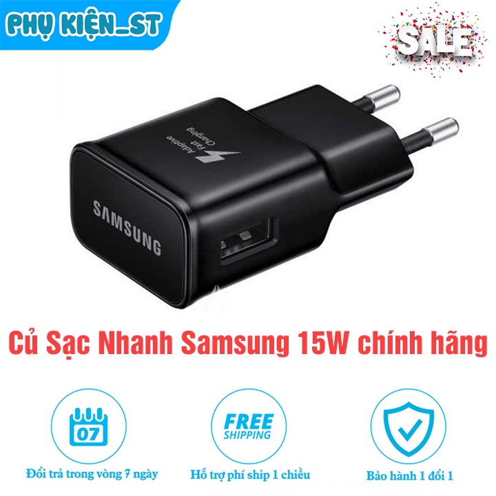 Củ Sạc Nhanh Samsung 15W chính hãng, Cáp Sạc Type C, Dùng cho S8, S9, Note 8, Note 9, A50, A70, S10, M20....