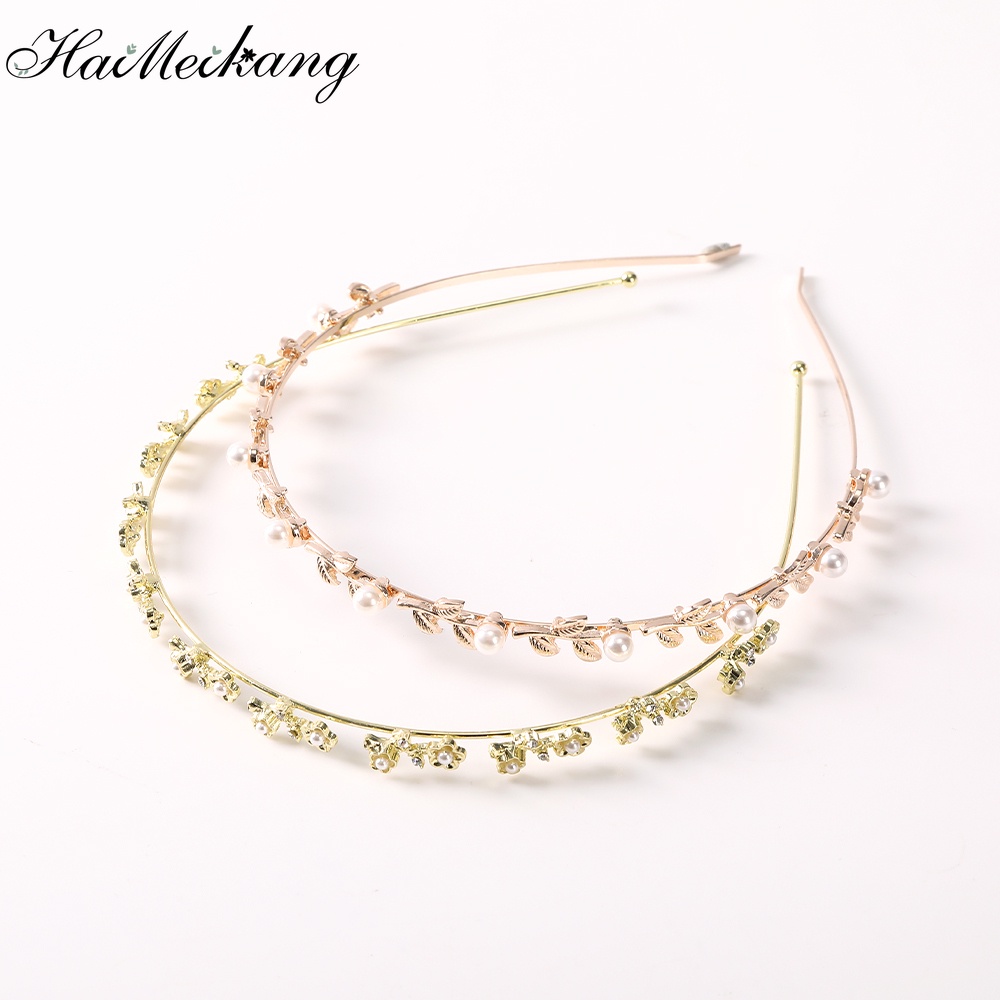Haimeikang Hàn Quốc Ngọc trai Rhinestone Kim loại Dây đeo tóc Nữ Thời trang Phụ kiện tóc