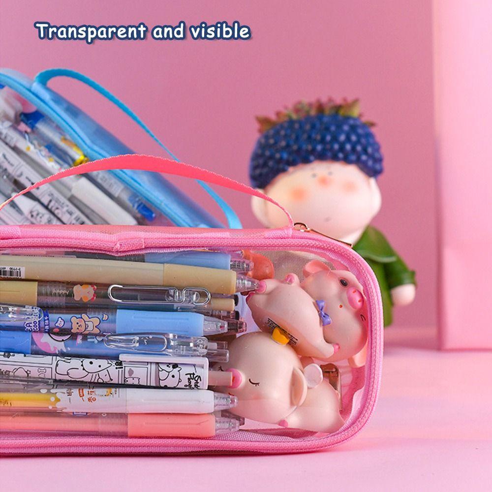 PISTA Túi Đựng Bút Bằng PVC Sức Chứa Lớn Tiện Dụng Giá Đỡ