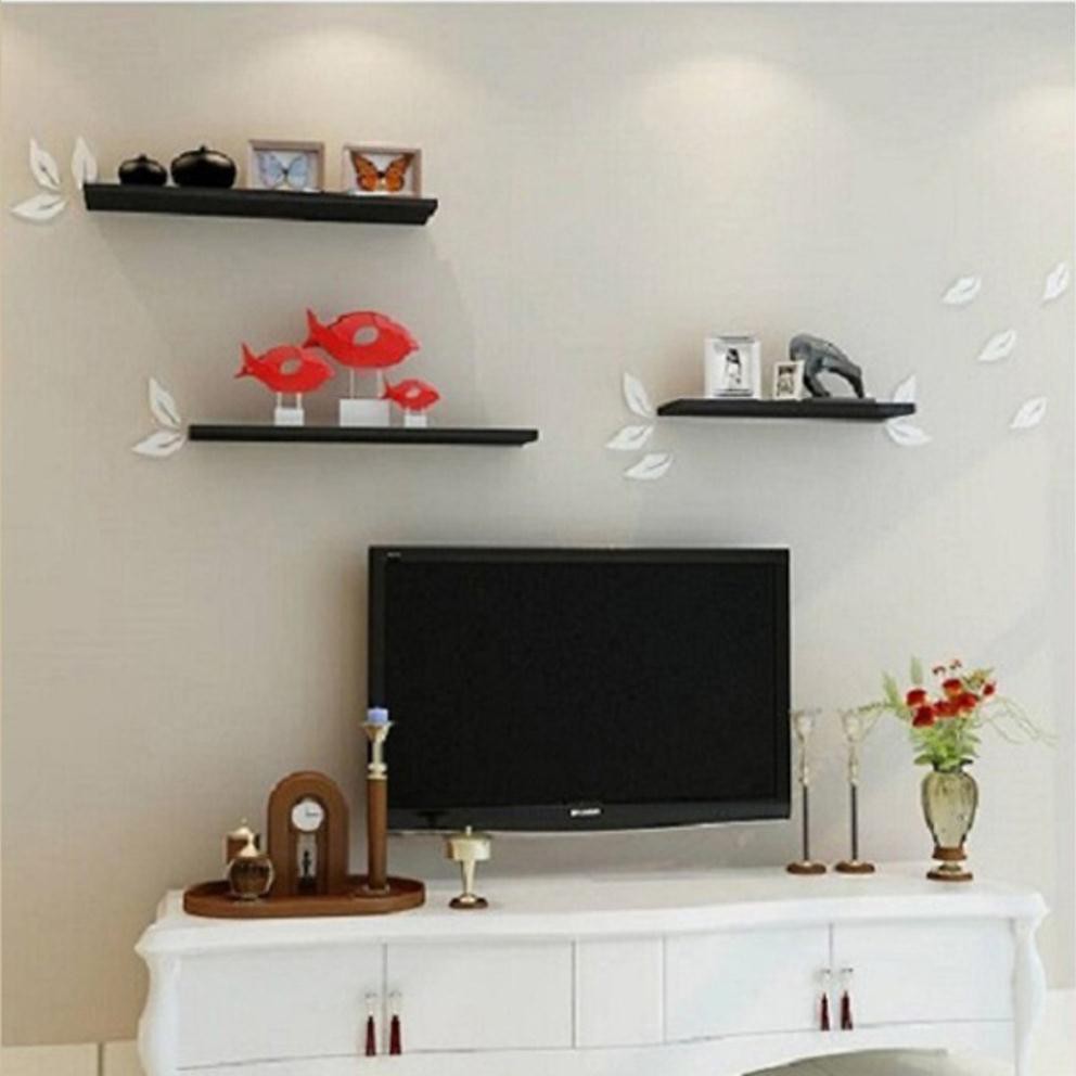 Kệ Treo Tường 3 Thanh Ngang Dài 50cm x Sâu 15cm Màu Đen KTT01