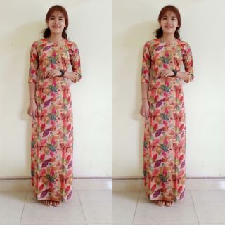 Áo dài lá kèm quần xanh lá
