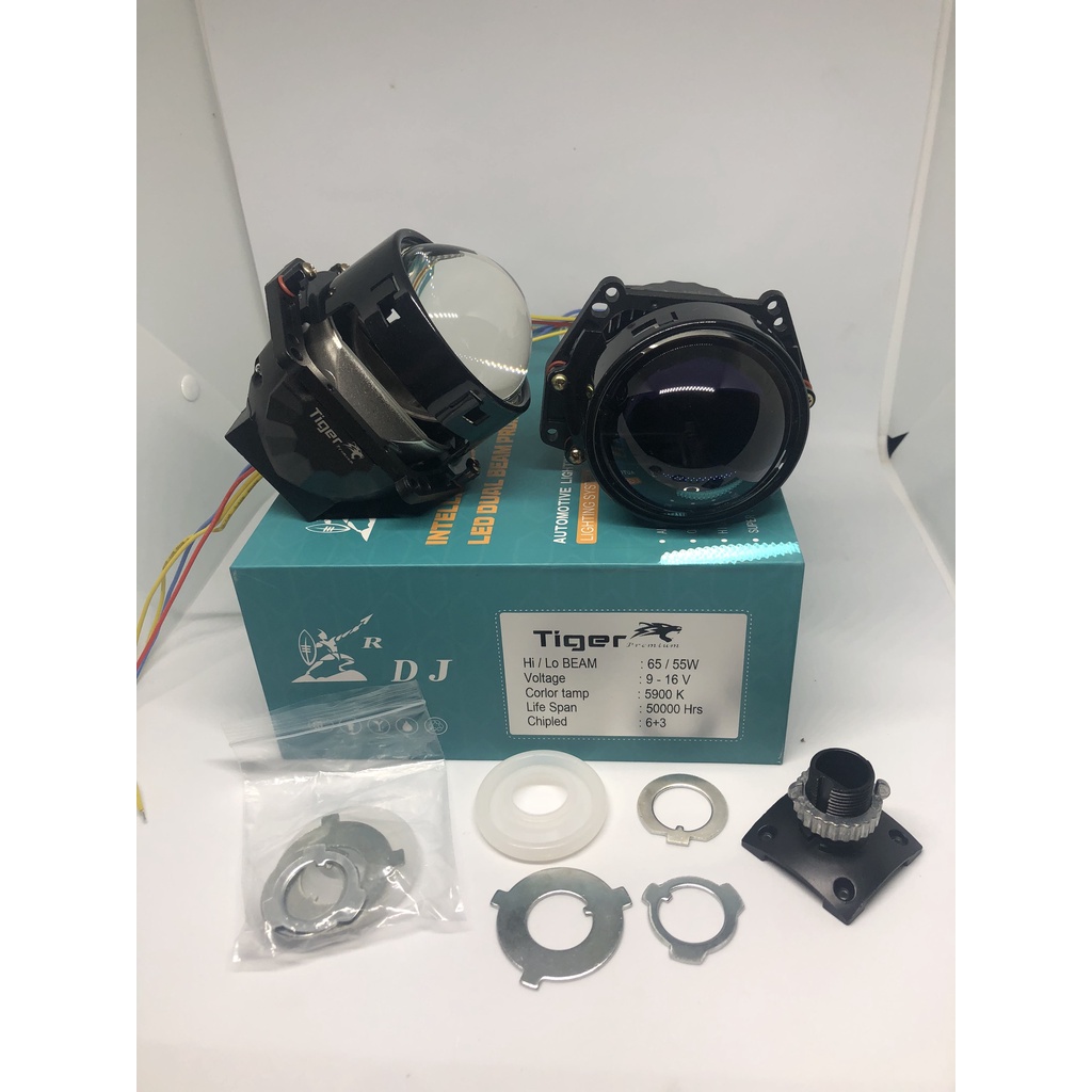 Đèn Bi led Lens Xạnh TIGER PREMIUM đui xoáy H4 H7 H11