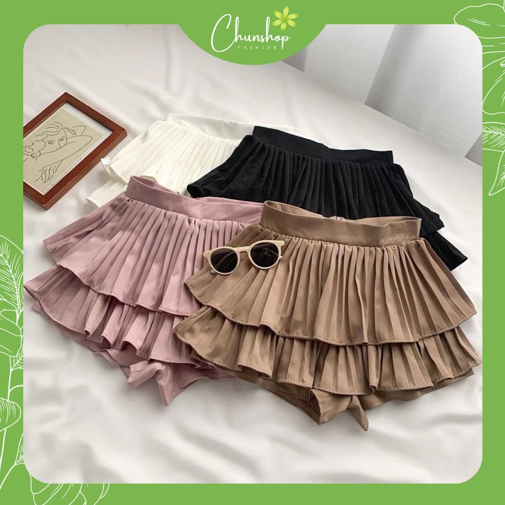 Chân váy dập ly 2 tầng chất đẹp,nhiều màu sắc Freeship Chân váy nữ 4màu đủ SIZE S,M,L,XL,