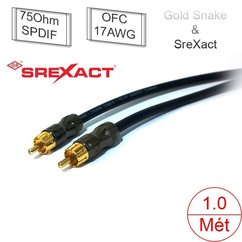 Dây âm thanh kỹ thuât số Coaxial/SPDIF 75Ohm/OFC 17AWG DIY SREXACT GT-6/Gold Snake