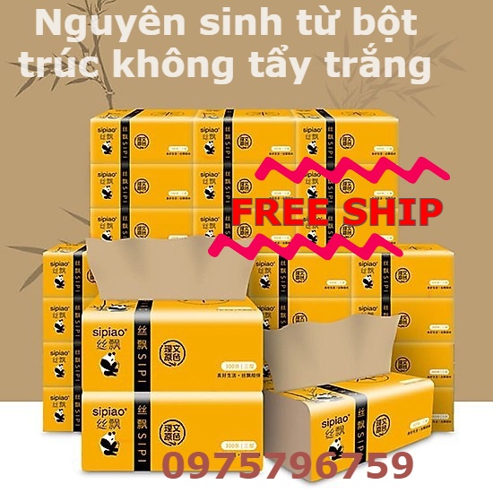 30 GÓI GIẤY ĂN GẤU TRÚC SIPIAO CHÍNH HIỆU DẠNG RÚT 300 TỜ