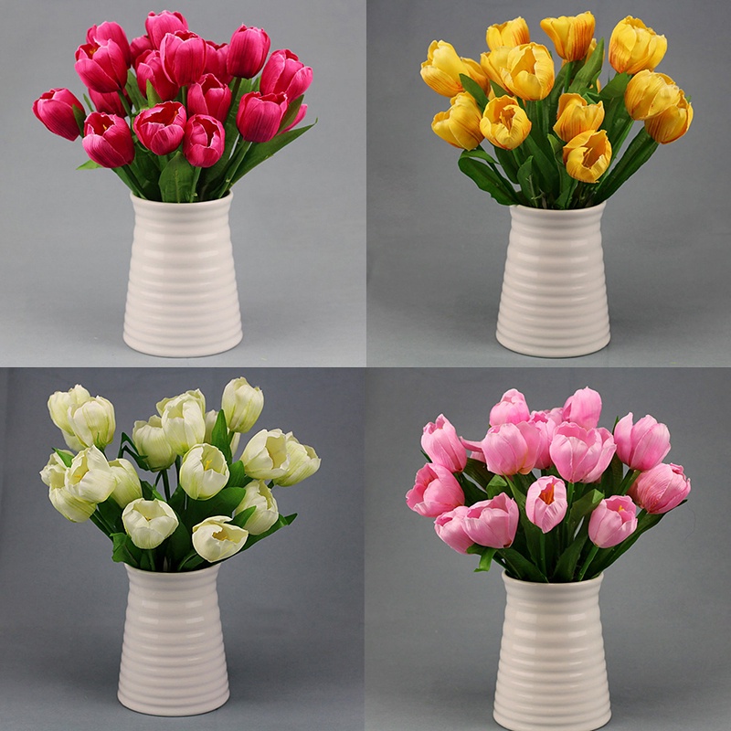 Lesonss 9 Heads Artificial Tulip Silk Flower Leaf Home Room Wedding Party Decor New