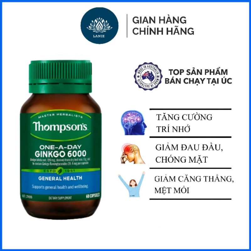 Bổ não tăng cường trí nhớ Thompson Ginkgo Biloba 6000mg