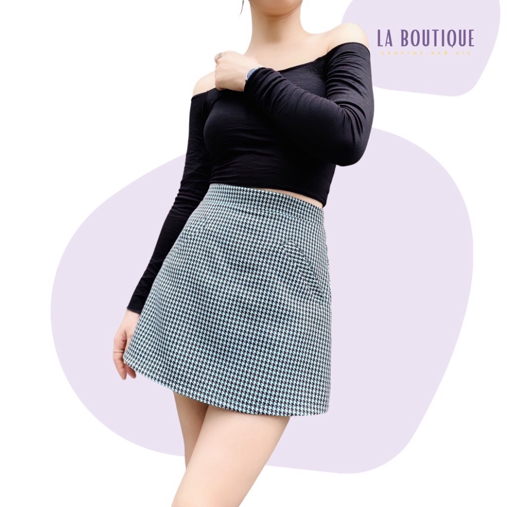 Chân váy chữ A basic có quần bảo hộ caro trendy La Boutique SM20