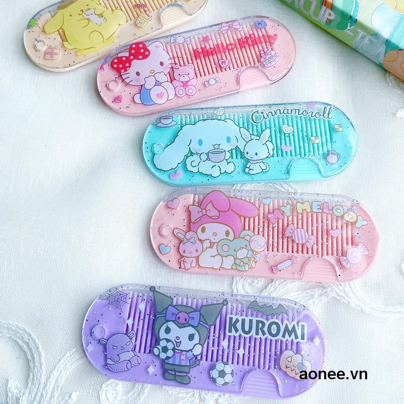 ✨✨ Sanrio Lược Nhựa Gấp Gọn Họa Tiết Hoạt Hình Kuromi Melody Cinnamoroll Kitty Đáng Yêu