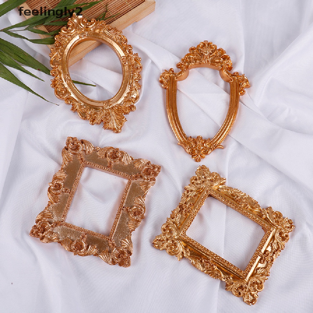 1 Khung Hình Trang Trí Móng Tay Nghệ Thuật Màu Vàng Đồng Phong Cách Retro