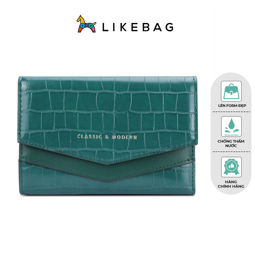 Ví nữ gập dáng dài cầm tay LIKEBAG da cá sấu chính hãng T6210-001 - LIBAGI