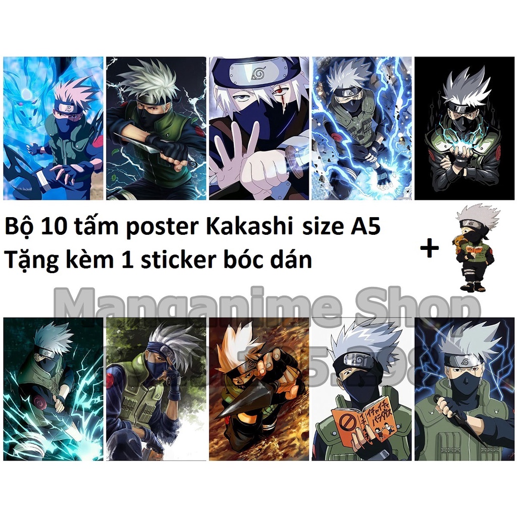 Bộ 10 tấm tranh poster áp phích Kakashi loại dày