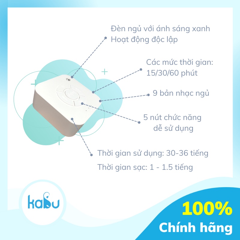 KABU - Máy Tạo Tiếng Ồn Trắng WhiteNoise Giúp Bé Ngủ Ngon Sâu Giấc, Xóa Tạp Âm