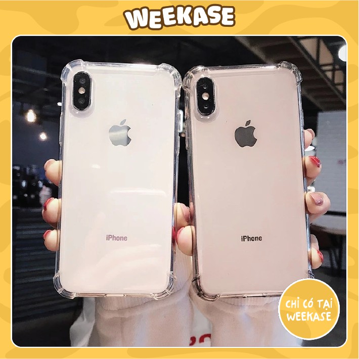 Ốp lưng iPhone trong suốt chống sốc 4 cạnh Weekase, hàng cao cấp, chất liệu dày dặn