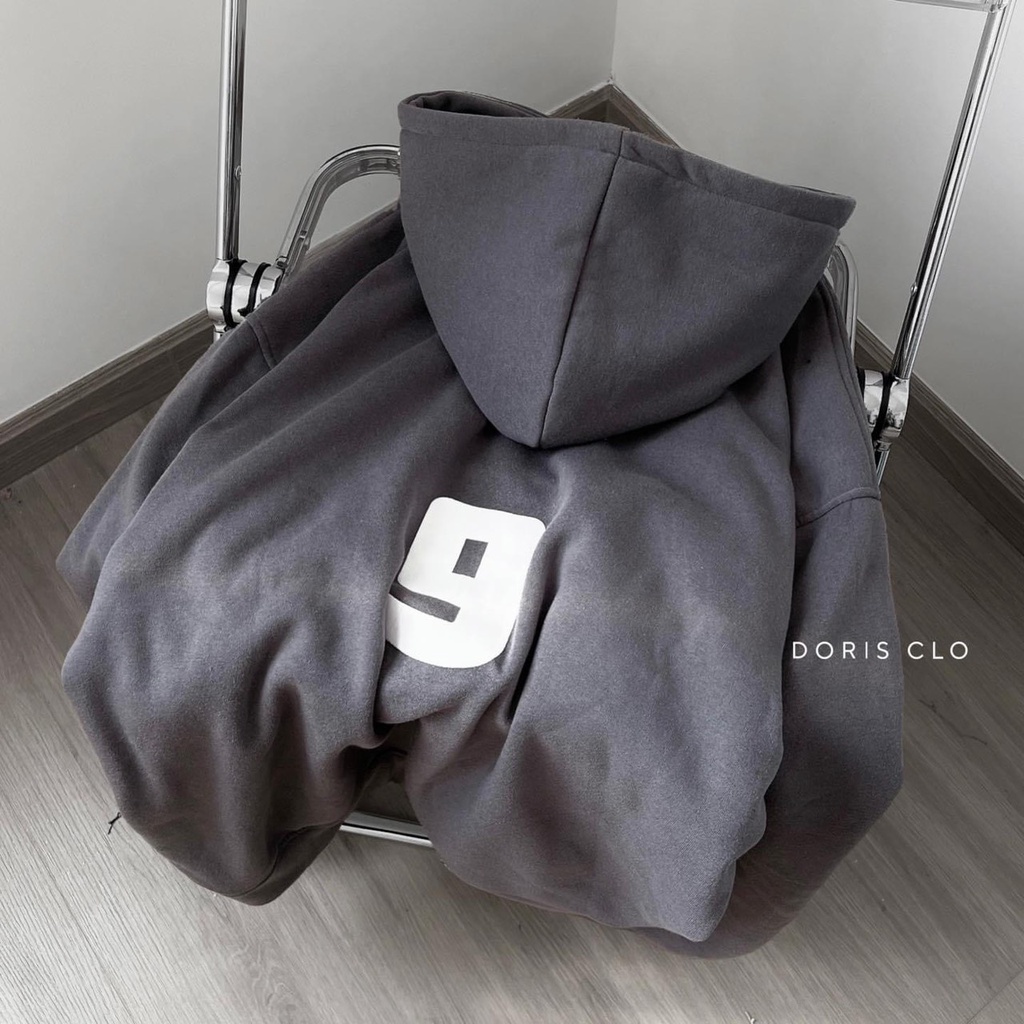Áo Khoác Hoodie Nỉ Form Rộng Mũ To Số 9 Wish Chất Nỉ Dày Hot Trend Unisex Nam Nữ