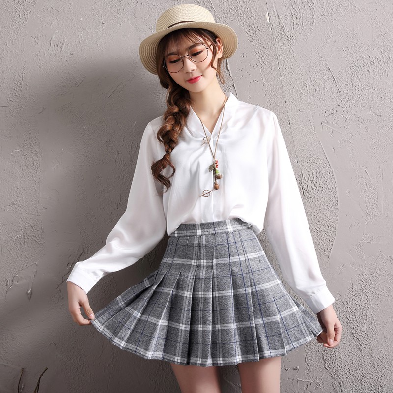 FREESHIP ĐƠN 99K_ Chân váy lưng cao gấp nếp kẻ caro | BigBuy360 - bigbuy360.vn