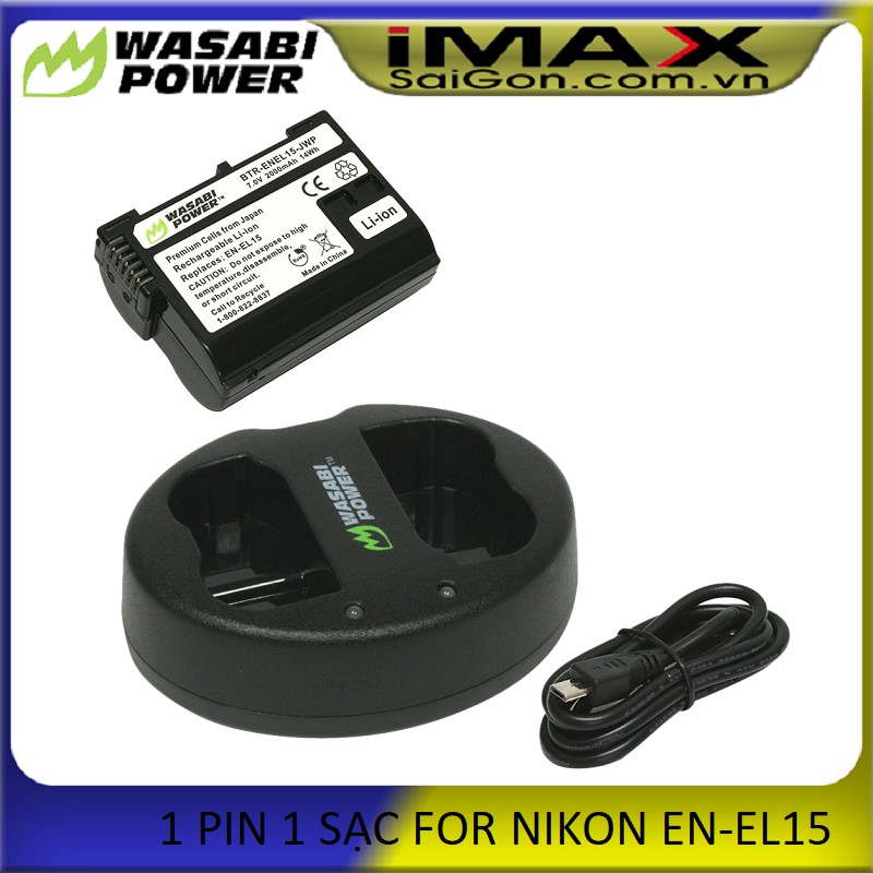 BỘ 1 VIÊN PIN VÀ 1 SẠC WASABI FOR NIKON EN-EL15