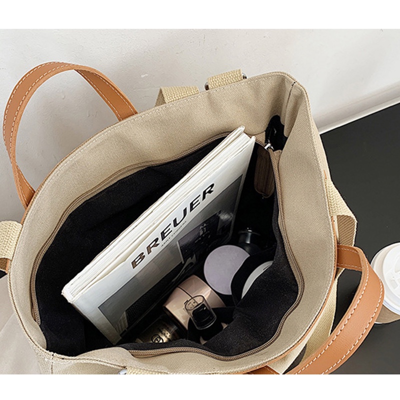 Túi Xách Đeo Vai Bằng Vải Bạt In Chữ Phong Cách Hàn Quốc Cho Nữ