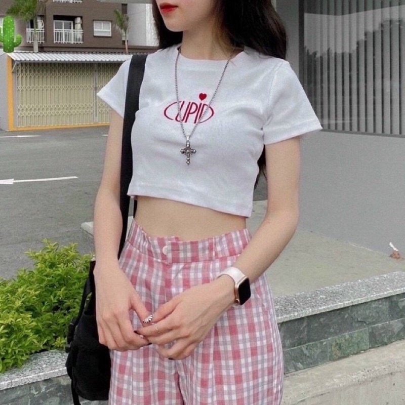 Áo kiểu, áo croptop viền bèo buộc dây eo | BigBuy360 - bigbuy360.vn