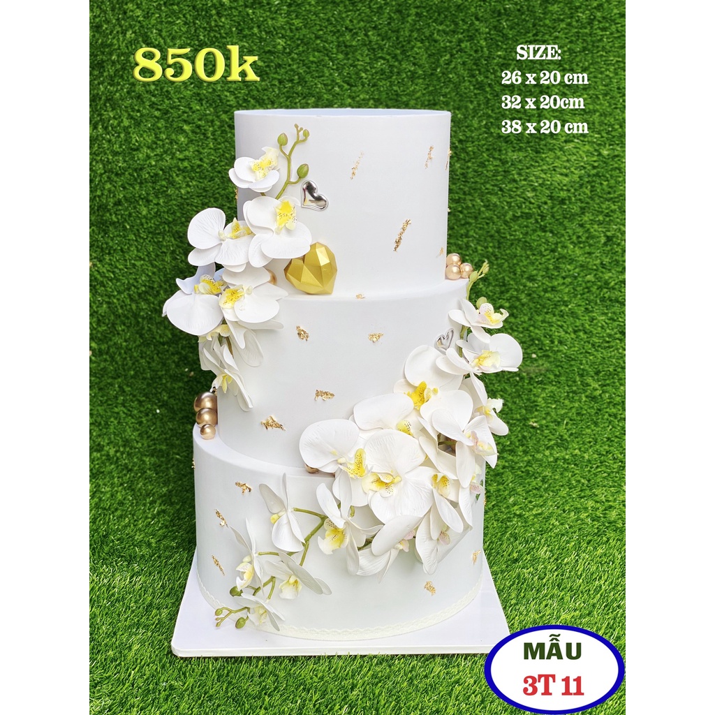 Mô hình bánh kem 3 tầng sang chảnh, size lớn, có thể đặt bánh thật lên trên