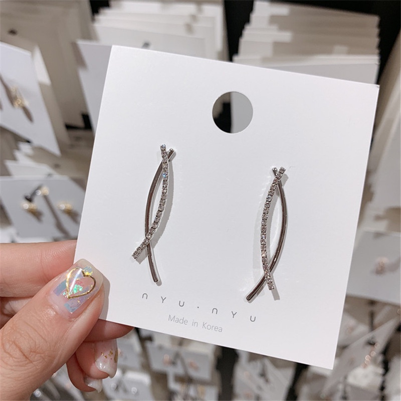 Bông tai tua kim cương thời trang đa phong cách đơn giản