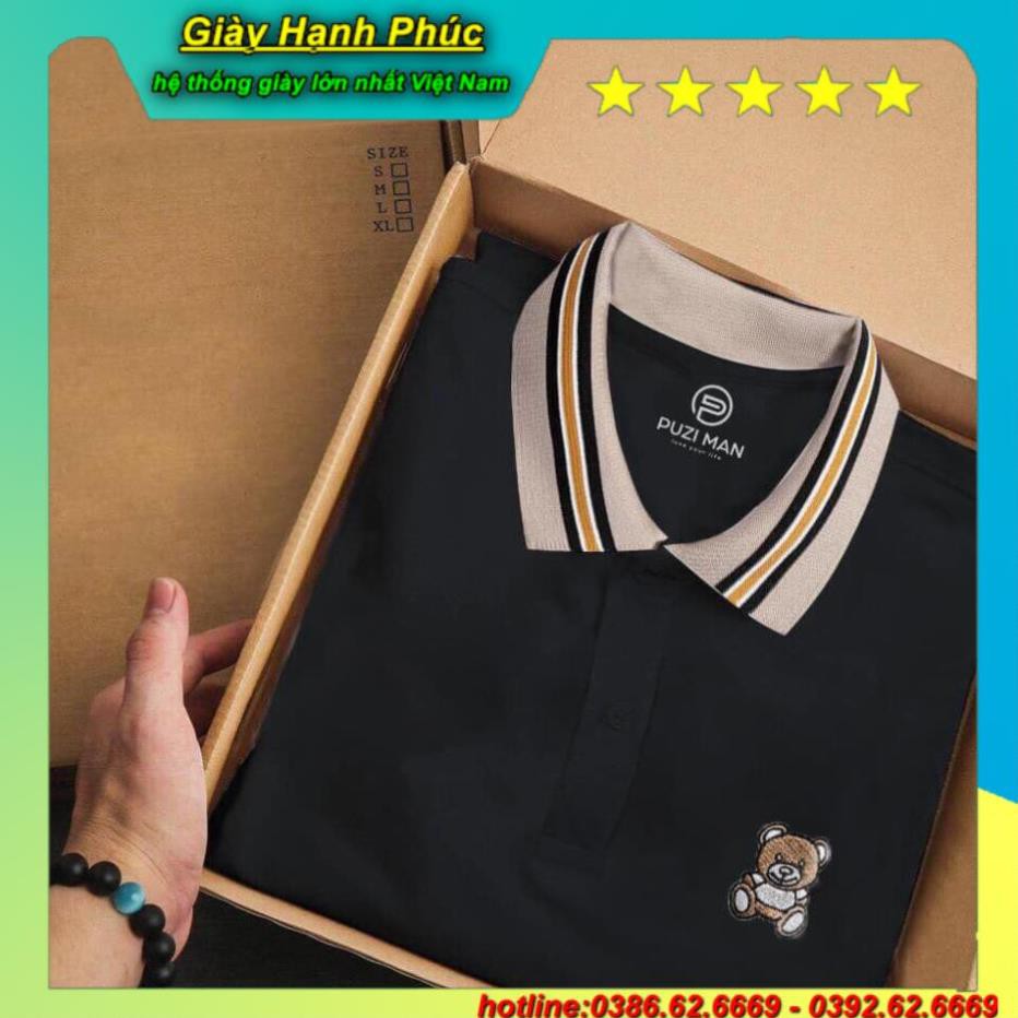 Áo thun nam , áo polo có cổ , ngực thêu hình gấu , chất liệu coton , nam tính , QA Store | BigBuy360 - bigbuy360.vn