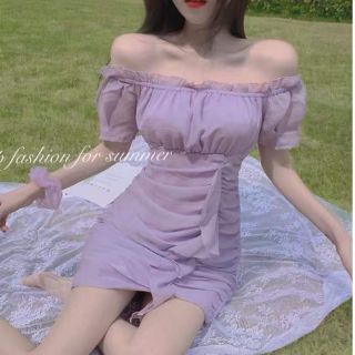 Váy tím body trễ vai / Đầm tím ôm sexy Hottrend 2020