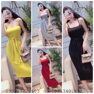 Đầm Body Hai Dây Sexy Thắt eo Form Dài