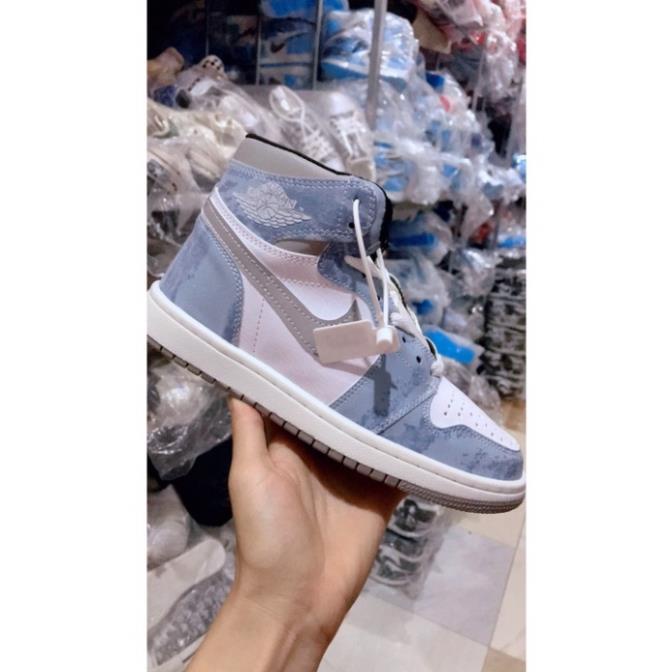 Giày thể thao Jordan 1 nam nữ xanh loang [ Free Ship] Giày JD1 xanh dương nỉ loang hàng cao cấp | BigBuy360 - bigbuy360.vn