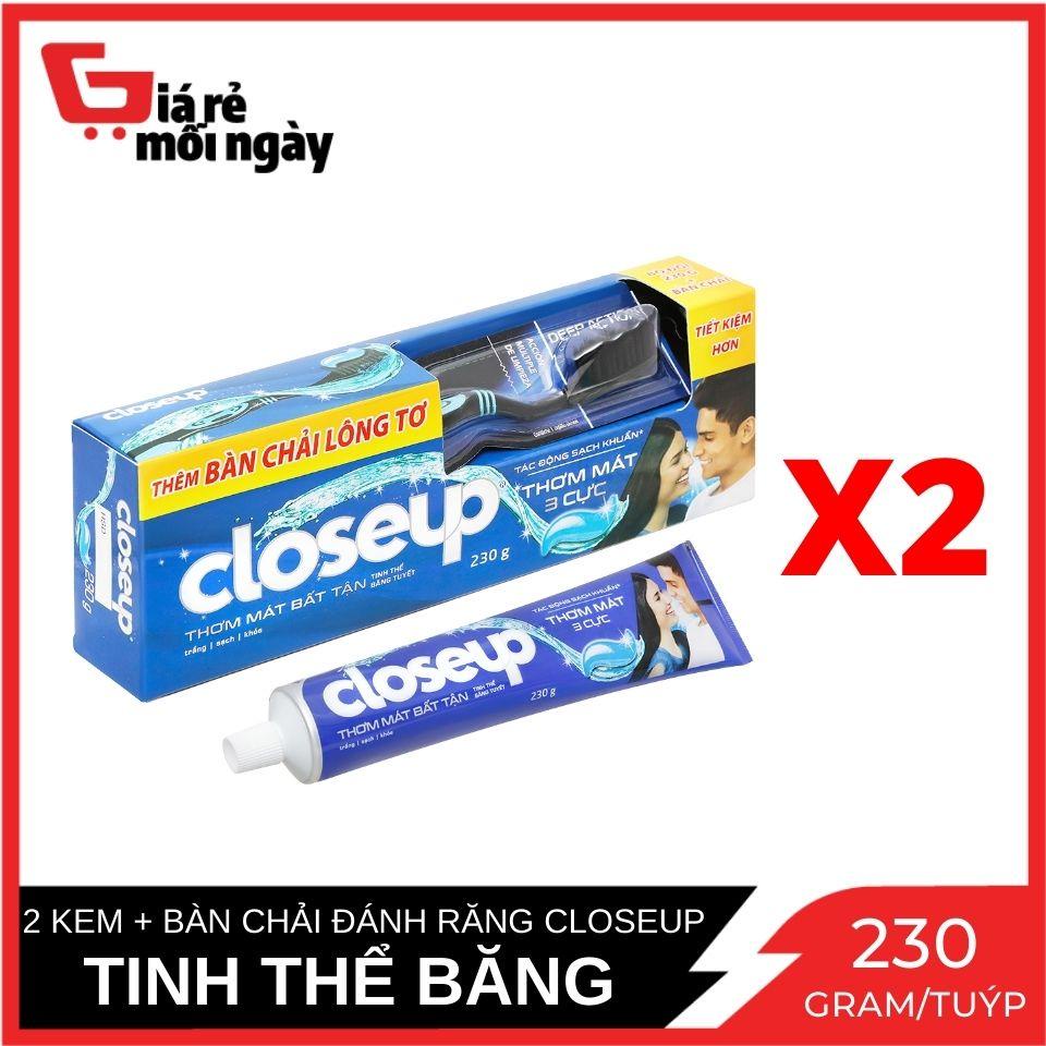 Combo 2 Bộ Bàn Chải Đánh Răng Và Kem Đánh Răng Closeup Tinh Thể Băng Tuyết 230 g