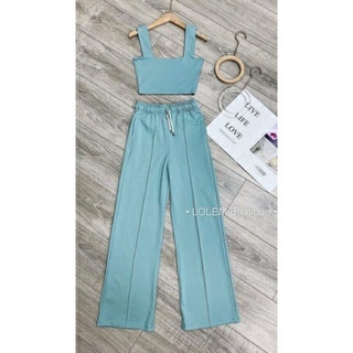 Sét áo crop quần xuông lưng cao hàng tk cao cấp