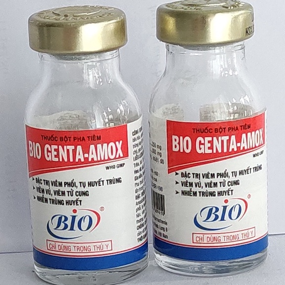 BIO GENTA AMOX 1G/10ml viêm phổi viêm vú tụ huyết trùng viêm tử cung trên heo bò chó mèo dê cừu