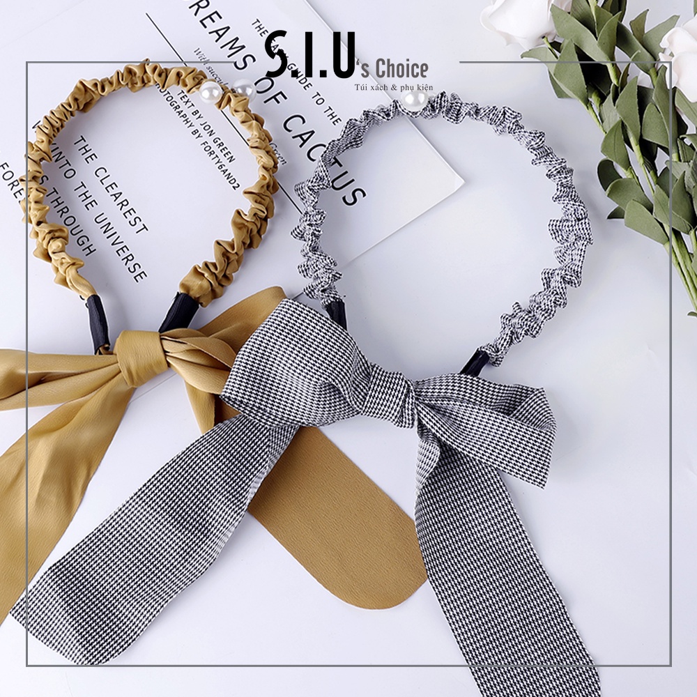 Cài tóc băng đô đính hạt dây ruy băng vải tua rua cột nơ bờm tóc bánh bèo Siu's Choice - SIUPK15