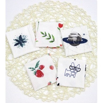 Bộ 5 khăn tay khăn mặt khăn lau cho bé Muslin Tree cotton 20x20cm