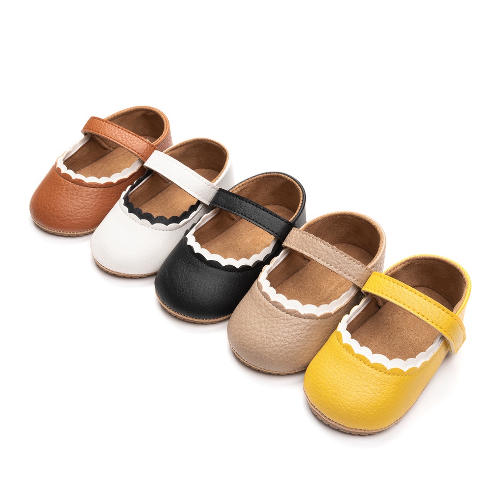 Giày búp bê da đế mềm chống trượt dành cho bé gái 0-12 tháng tuổi