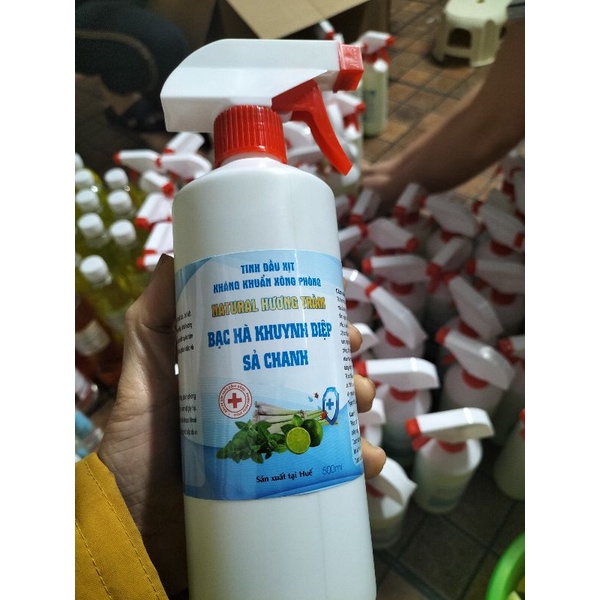 Tinh dầu xịt kháng khuẩ n xông phòng 500ml hương tràm, bạc hà khuynh Diệp, sả chanh