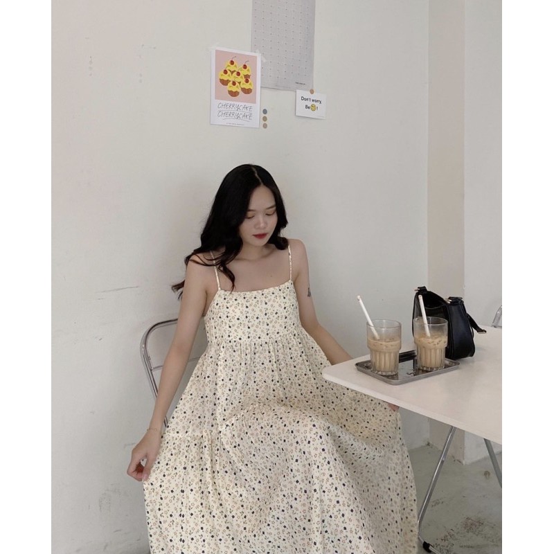[Mã FAGREEN245 giảm 10% tối đa 30K đơn 99K] Đầm maxi hoa nhí 2 dây nơ lưng | BigBuy360 - bigbuy360.vn