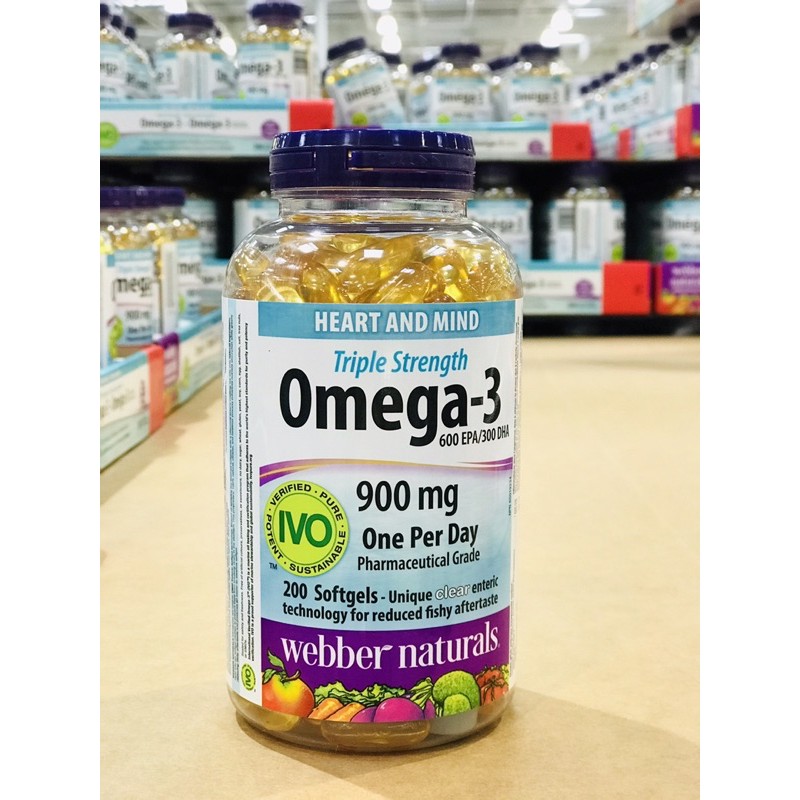 Dầu cá Webber Naturals Omega 3 Triple Strength 900 mg 200 viên
