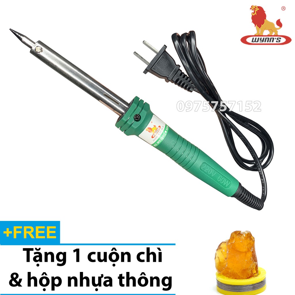 Mỏ hàn chì - Mỏ hàn thiếc 60W Wynn’s, sử dụng lõi gia nhiệt tăng cường, lên nhiệt nóng nhanh, mối hàn đẹp, bóng, an toàn