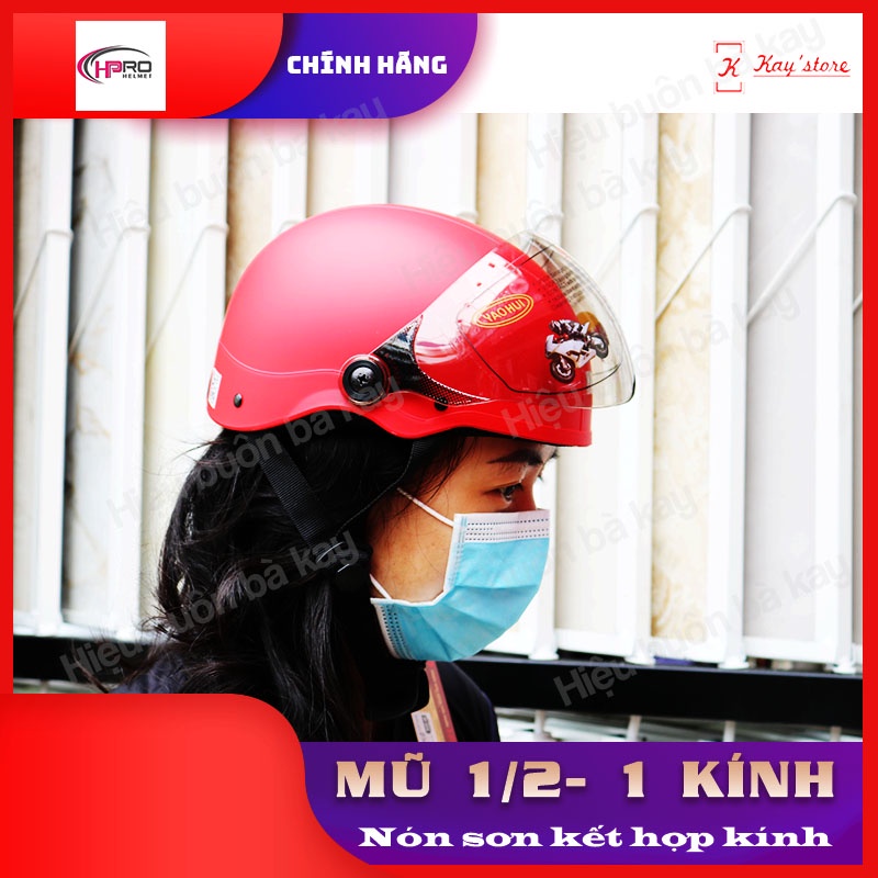 Mũ, nón bảo hiểm sơn HP 02K - 1 kính dành cho nam và nữ