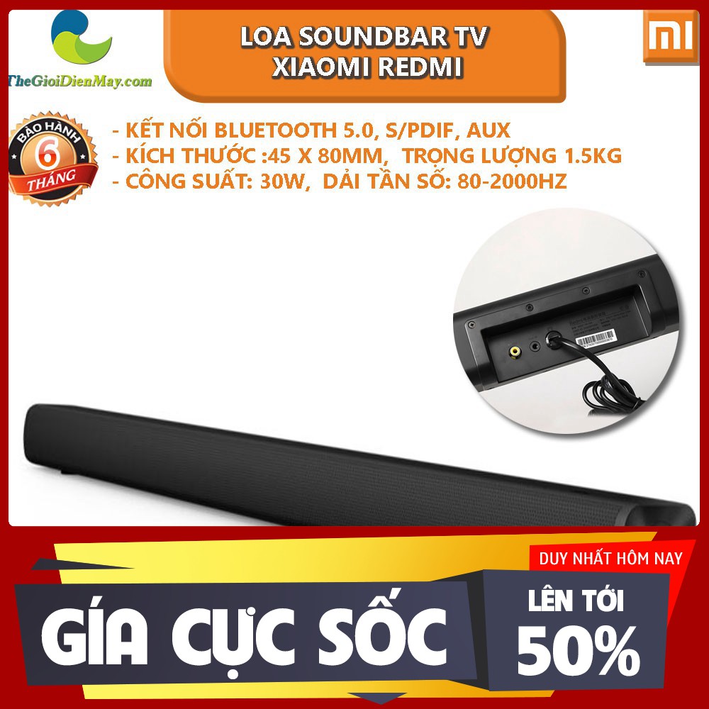 [ SALL OFF ] Loa soundbar TV Xiaomi Redmi hỗ trợ Bluetooth 5.0, S/PDIF, AUX - Bảo hành 6 tháng - Shop Thế Giới Điện Máy 