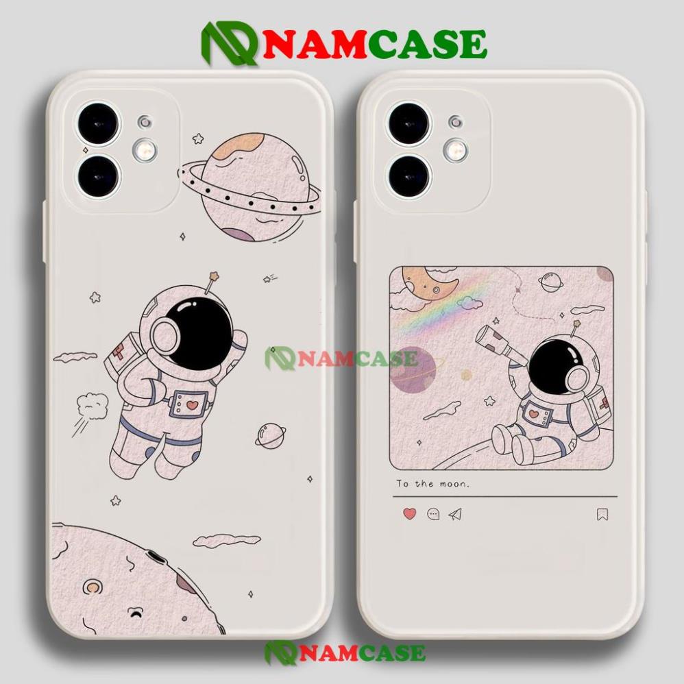 Ốp lưng iPhone Phi hành gia Nasa Cute cạnh viền vuông silicon mềm dẻo cho iphone 6/6s/7/8/X/XS/11/12/13 Pro Plus Max
