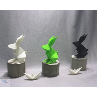 [Decor-Trang trí] Thỏ nhựa Origami, trang trí bàn làm việc, tiểu cảnh
