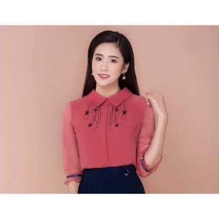 sơ mi thêu, vải lụa chéo cao cấp