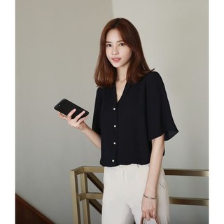 Áo sơ mi nữ công sở GIÁ SỈ kiểu tay cánh rộng phối nút