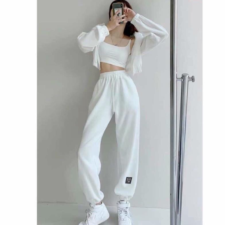 Quần Boom Tăm Logo Icon Bò Rubystore Nữ [FREESHIP]  Jogger Thun Tăm Dầy Bo Ống Năng Động Cá Tính Ulzzang