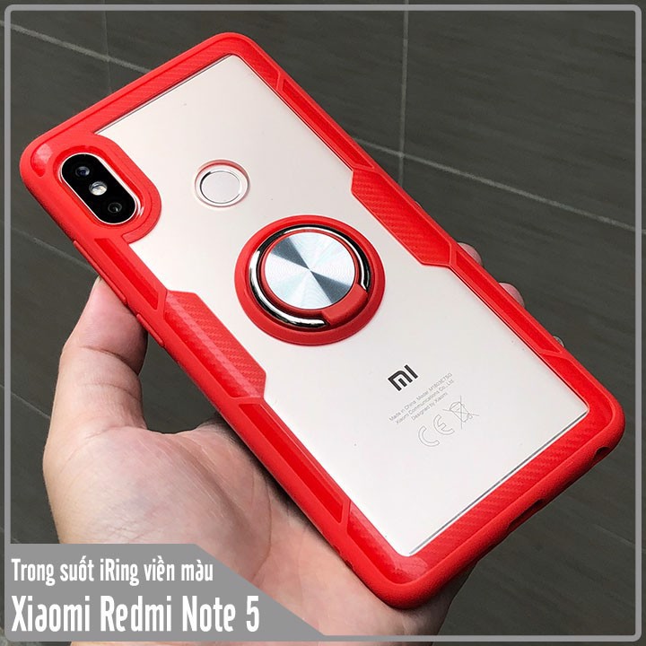 Ốp lưng Xiaomi Redmi Note 5 / Pro Trong Suốt Chống Sốc iRing Viền Màu